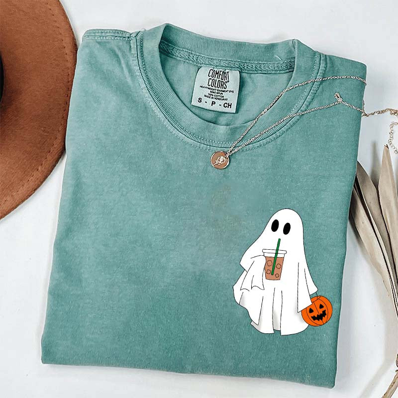 Halloween Ghost Iced Coffee Lover T-Shirt
