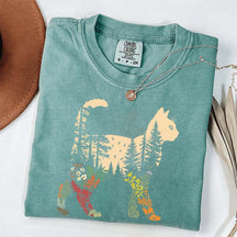 Boho Cat Plants Nature Trees Wild Flowers T-Shirt