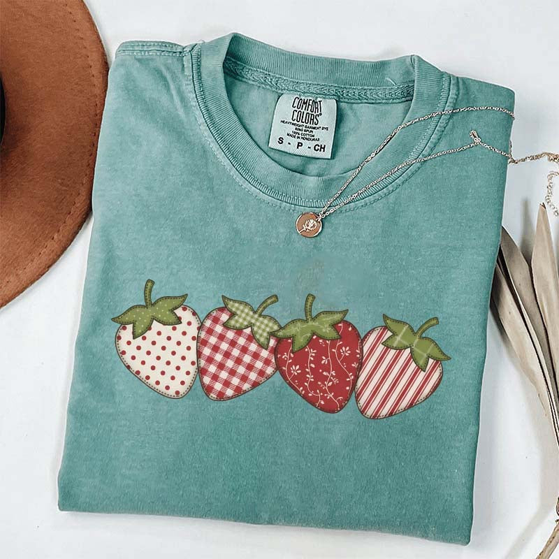 Vintage Strawberry Printed T-Shirt