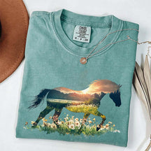 Comfort Colors Floral Horse Lover Cute T-Shirt