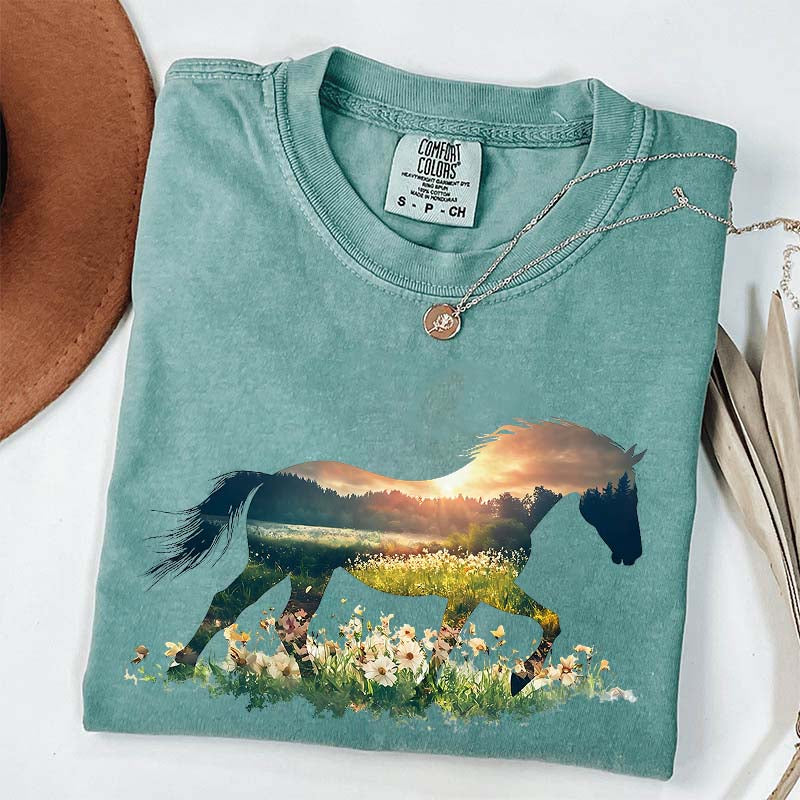Comfort Colors Floral Horse Lover Cute T-Shirt
