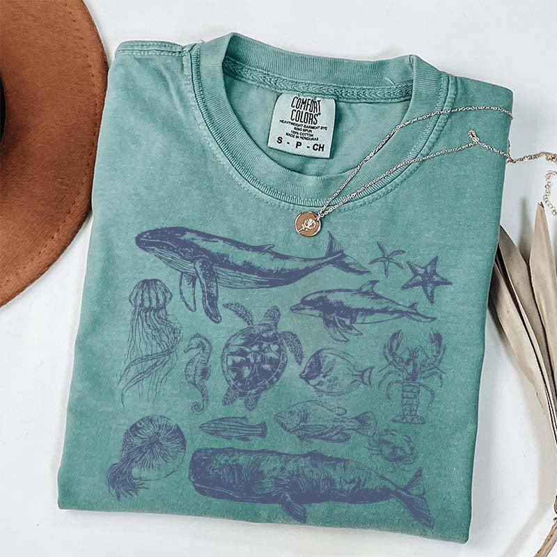 Vintage 90s Sea Animals Ocean Life T-Shirt
