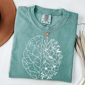 Mental Health Floral Brain Anatomy T-Shirt
