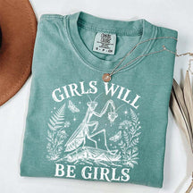 Girls Will Be Girls Praying Mantis Botanical T-Shirt
