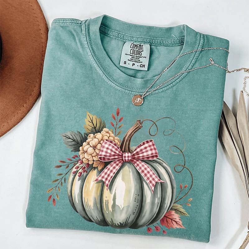Watercolor Pumpkin Womens Halloween T-Shirt