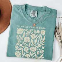 Vive La Resistance Floral Pattern Resist T-Shirt