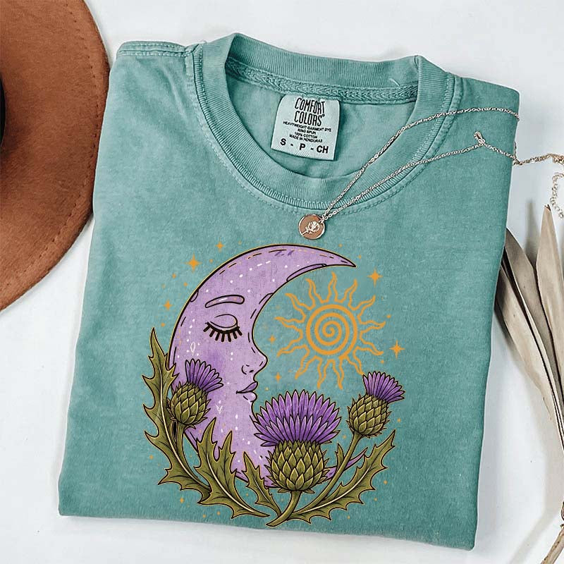 Scottish Thistle Moon Floral T-Shirt