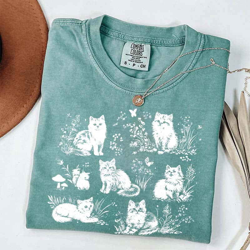 Vintage 90s Cats Pet Floral T-Shirt