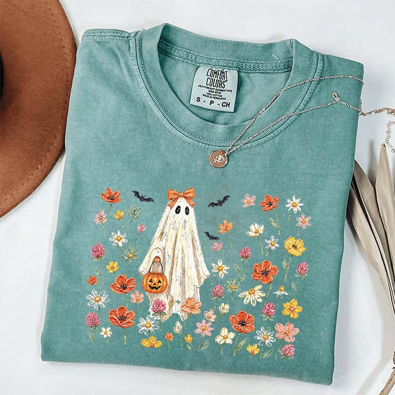Coquette Floral Ghost Wildflowers Cute T-Shirt