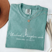 Motherhood is Kingdom Work Floral Religious T-Shirt