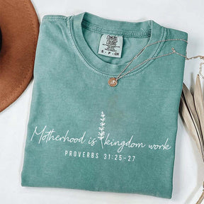 Motherhood is Kingdom Work Floral Religious T-Shirt