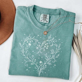 Botanical Dandelion Heart Wildflower T-Shirt