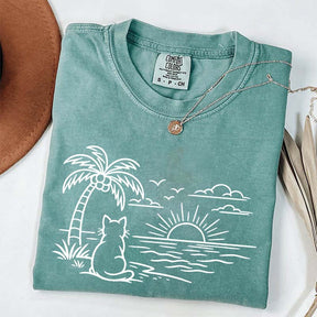 Cat Watching Sunset T-Shirt