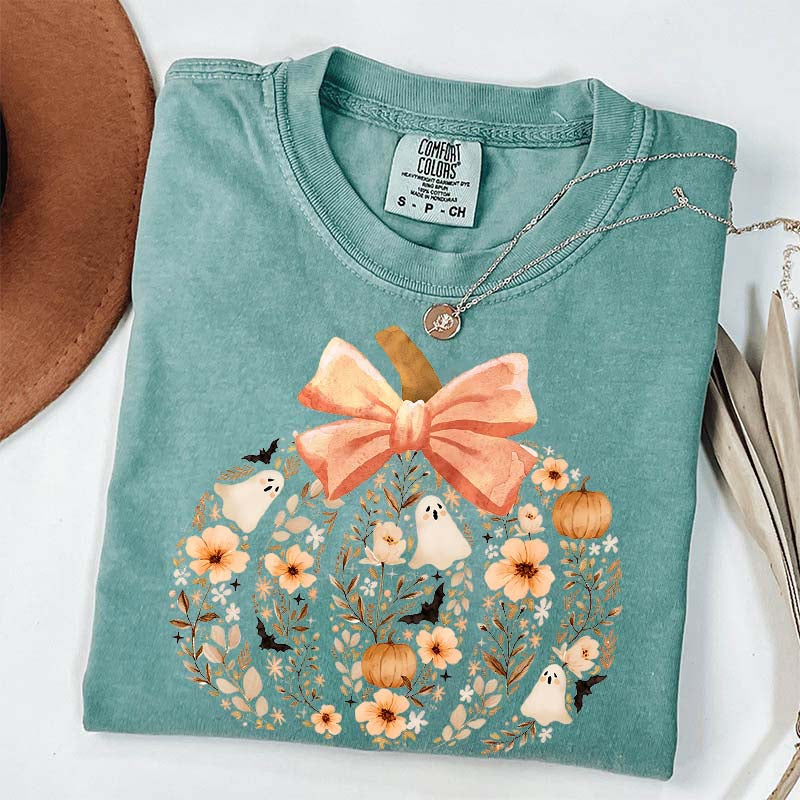 Vintage Floral Pumpkin Cute Halloween T-Shirt