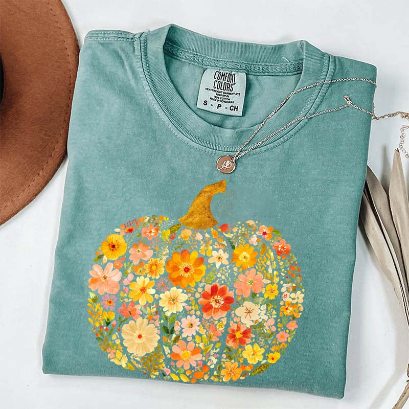 Flowers Pumpkin Comfort Colors T-Shirt