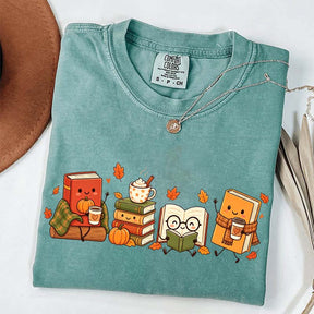 Cozy Book Lover Coffee Pumpkin T-Shirt