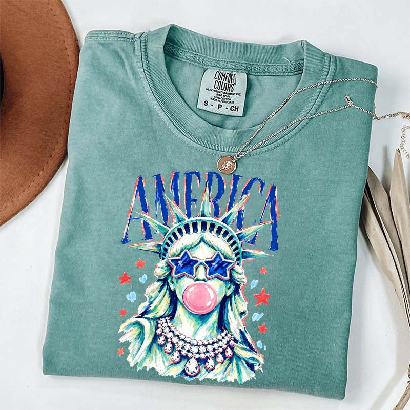 America Statue of Liberty Blowing Bubble Gum T-Shirt