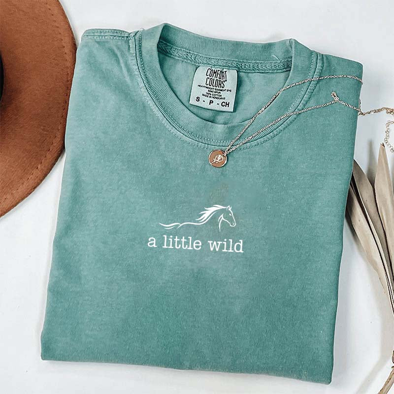 A Little Wild Comfort Colors Minimalist Horse T-Shirt