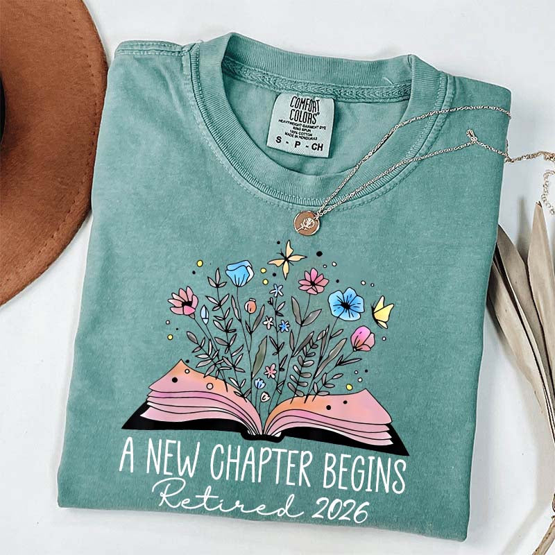 Floral Teachers 'A New Chapter Begins' Retired T-Shirt