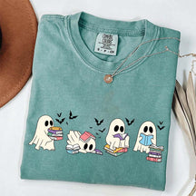 Cute Ghost Reading Book Halloween T-Shirt