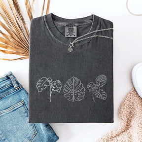 Line Art Flower Leaves T-Shirt