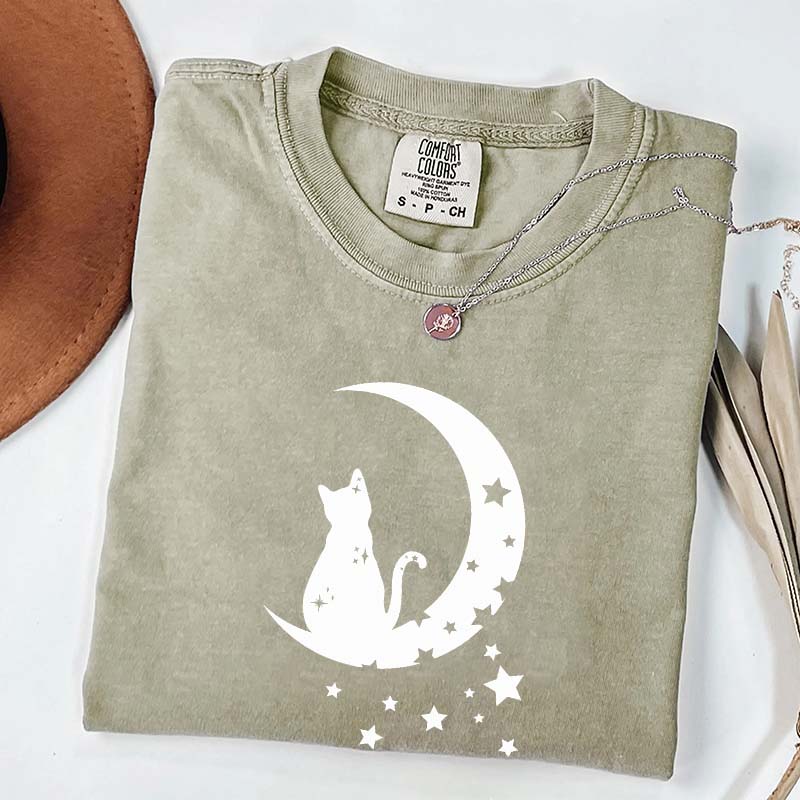 Floral Moon Cat T-Shirt