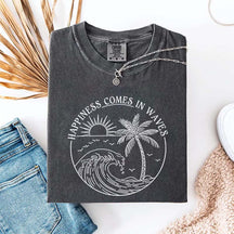 Happiness Comes In Waves Beach Trip T-Shirt