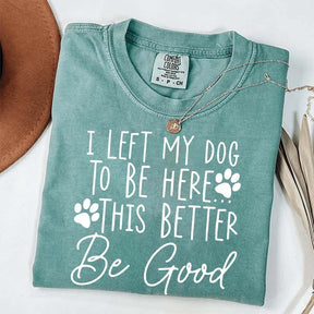 I Left My Dog To Be Here This Better Be Good Funny T-Shirt