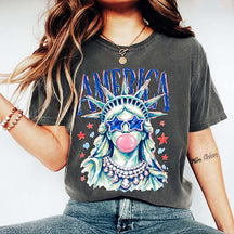 America Statue of Liberty Blowing Bubble Gum T-Shirt