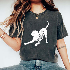 Black Lab Mom Labrador Dog Flowers T-Shirt