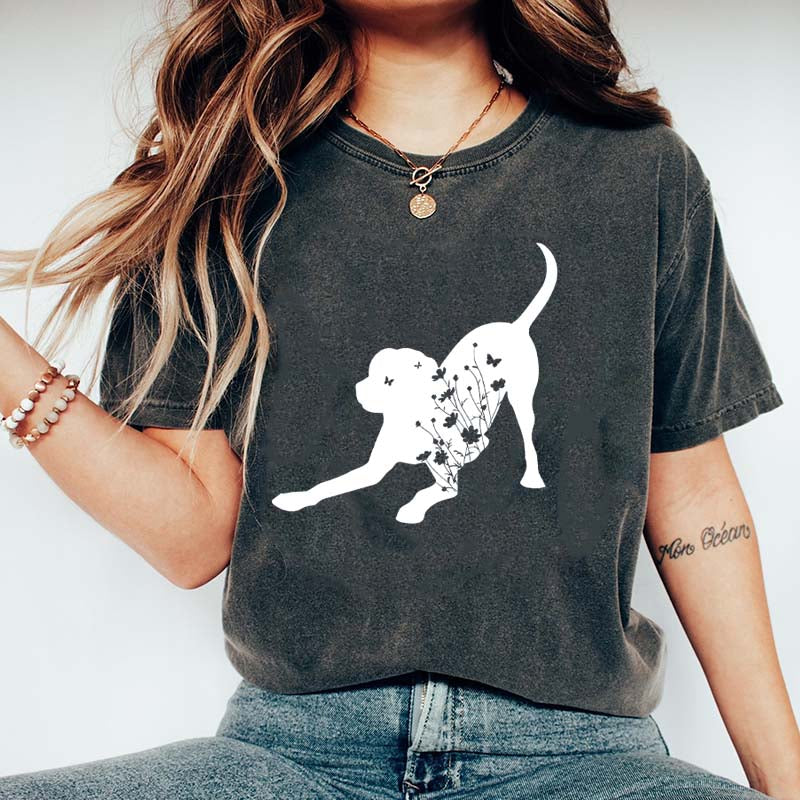 Black Lab Mom Labrador Dog Flowers T-Shirt
