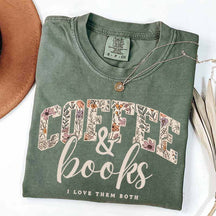 Coffee And Books Floral T-Shirt
