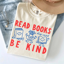 Read Books Be Kind Stay Weird Retro Doodle T-Shirt