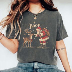 Vintage Santa Reindeer Christmas Boop T-Shirt