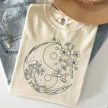Yin Yang Wave Cherry Blossom T-Shirt