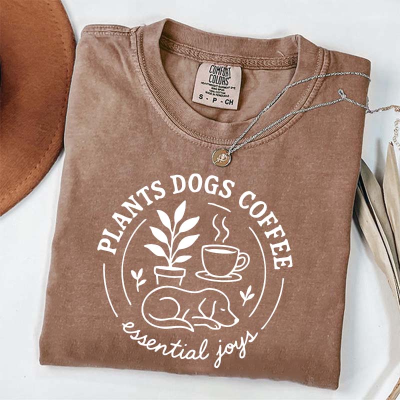Cute Plants Dogs Coffee T-Shirt