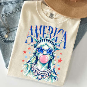 America Statue of Liberty Blowing Bubble Gum T-Shirt