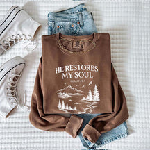 He Restores My Soul Psalm Midweight Vintage Sweatshirt