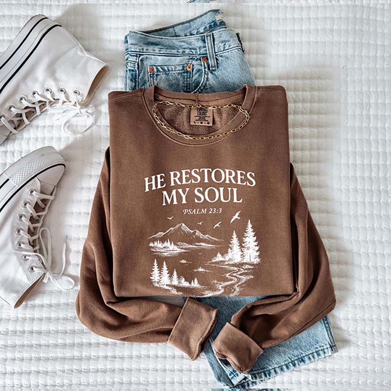 He Restores My Soul Psalm Midweight Vintage Sweatshirt