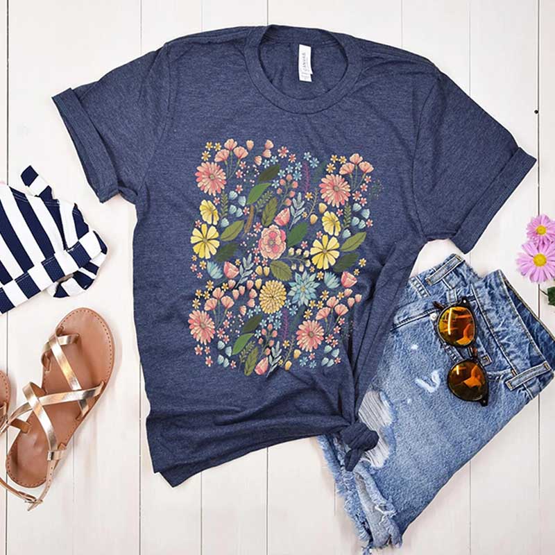 Wild Flowers Pink Ladies T-Shirt