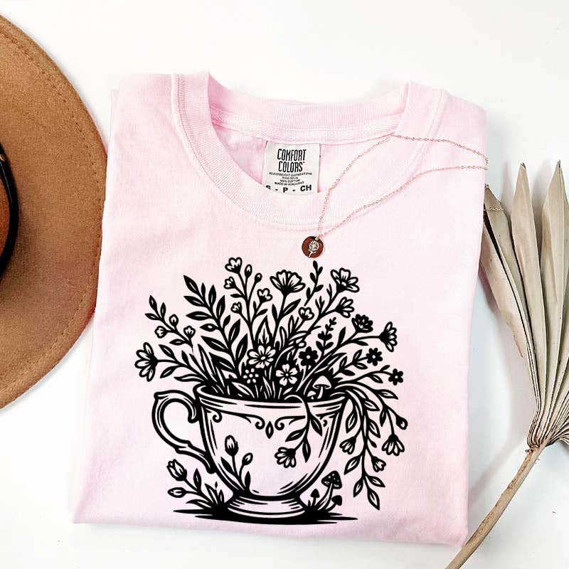Cottagecore Teacup Floral T-Shirt