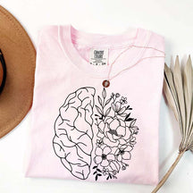 Mental Health Floral Brain Anatomy T-Shirt