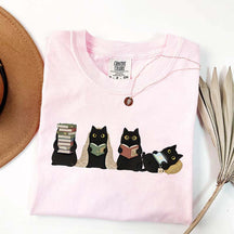 Black Cats Reading T-Shirt