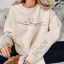 Personalized Mom Heart On My Sleeve Sweatshirt