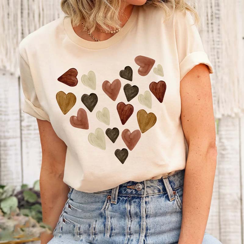 Artsy Melanin Watercolor Hearts T-Shirt