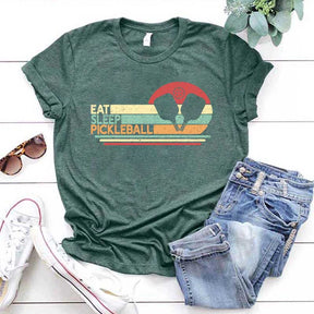 Retro Eat Sleep Pickleball T-Shirt