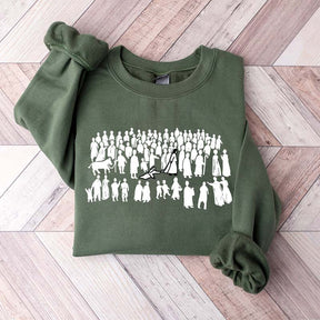 Woman Touches Religous Sweatshirt