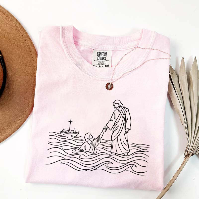 Jesus Walking on Water Comfort Colors T-Shirt