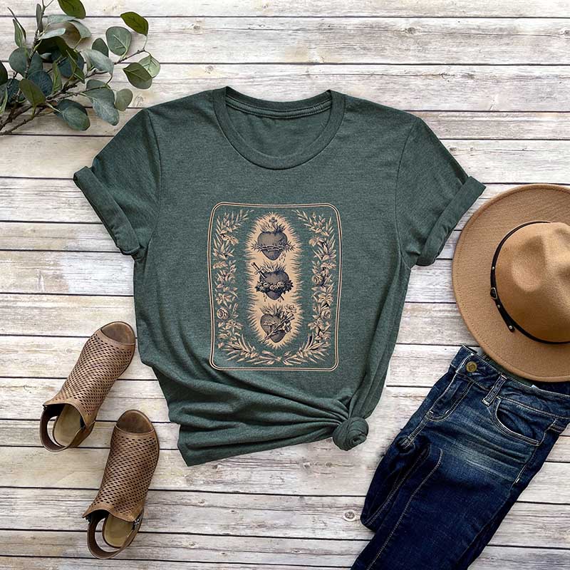 Bible Verse Three Hearts of the Holy Family T-Shirt