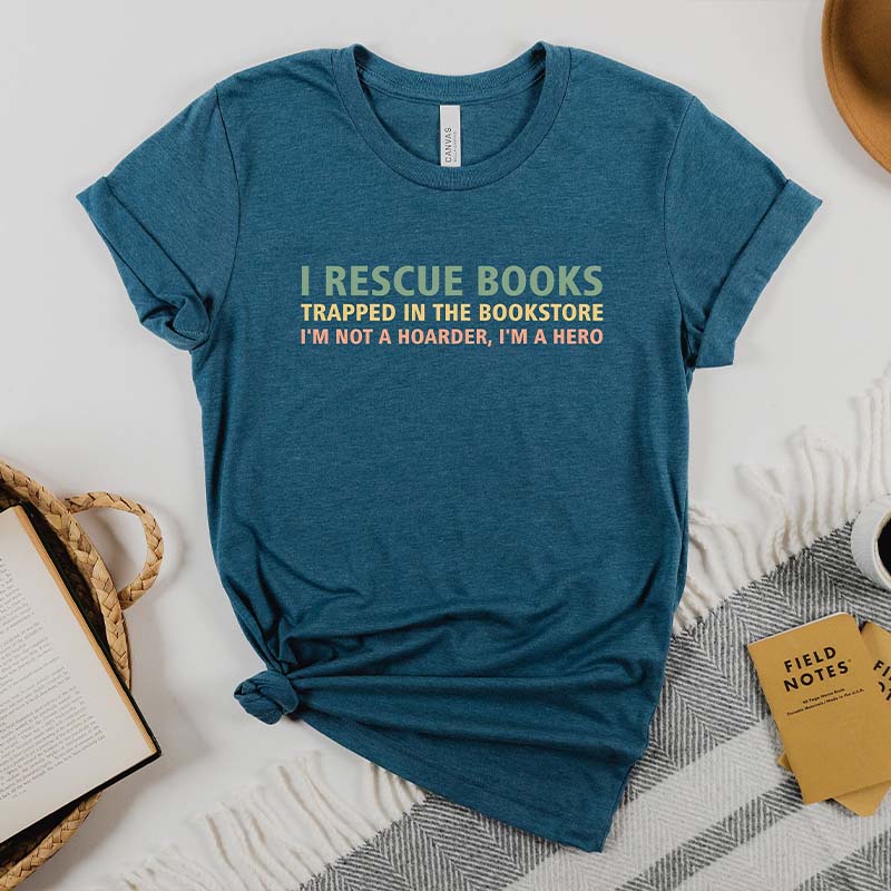 I Rescue Books Booksellers Literary T-Shirt